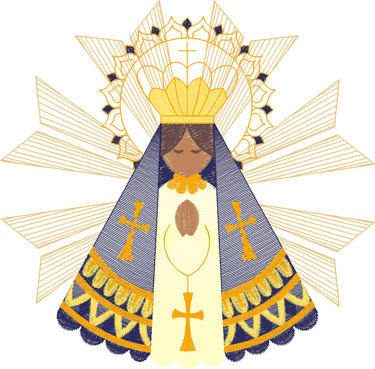 Nossa Senhora com raios dourados